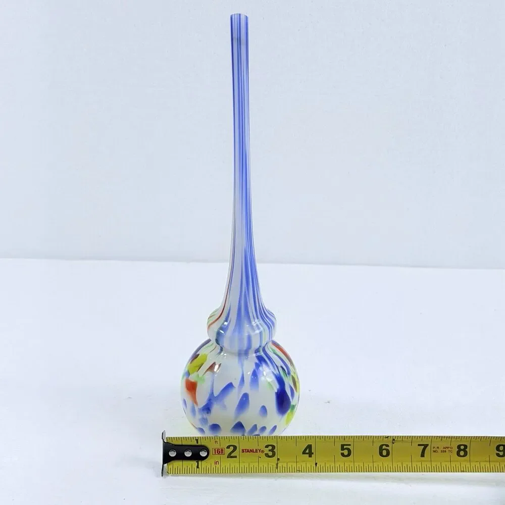 Vintage MURANO Spatter Glass Tall Solifleur Stem Vase Confetti Blown Glass MCM